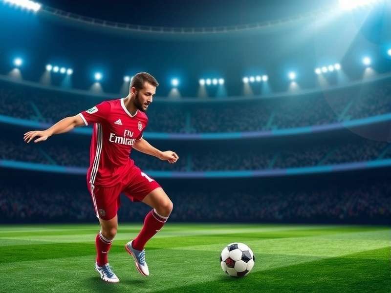 Live soccer match action with players celebrating a goal