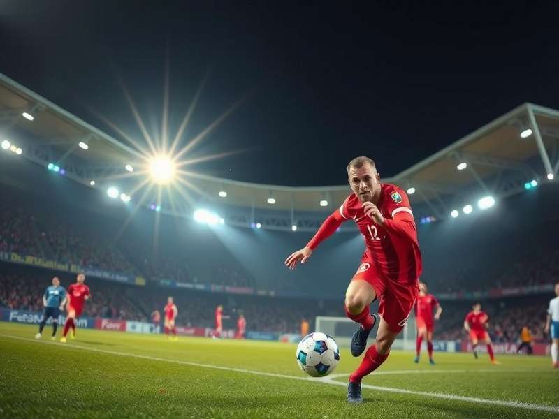 Live soccer match in progress at a packed stadium