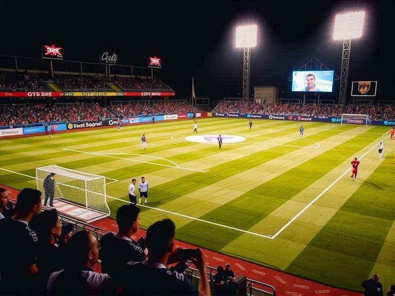 Soccer match in Los Angeles stadium with fans cheering