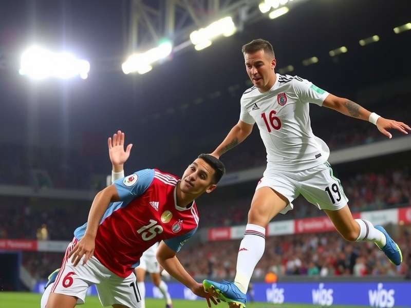 Excited football fans cheering in a packed stadium