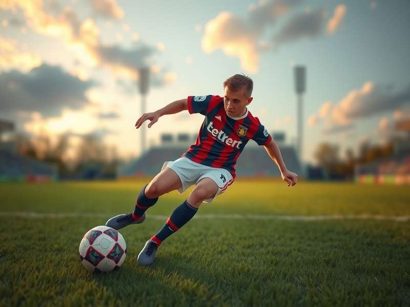 Two friends playing soccer video game on console in living room