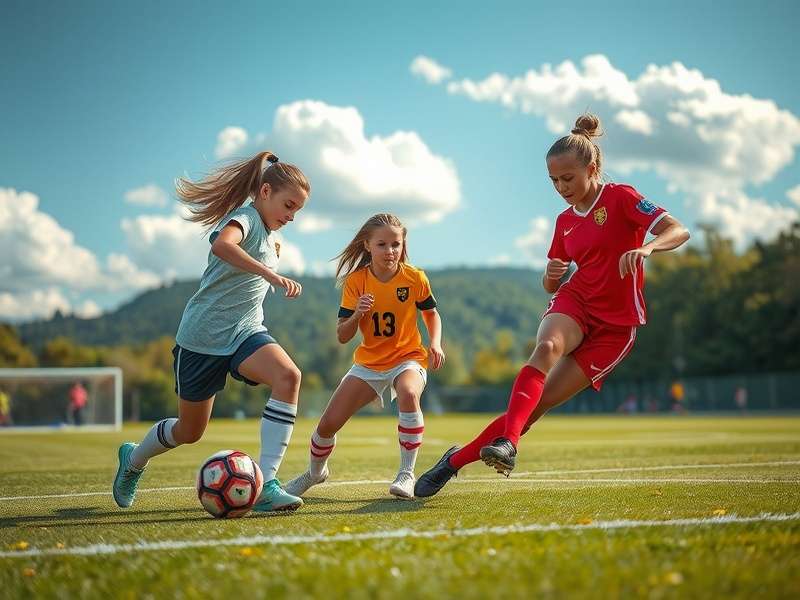 Young girls participating in soccer training session in India