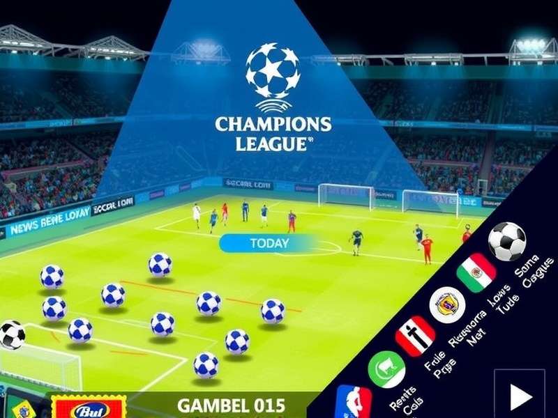 Champions League soccer match with intense crowd atmosphere