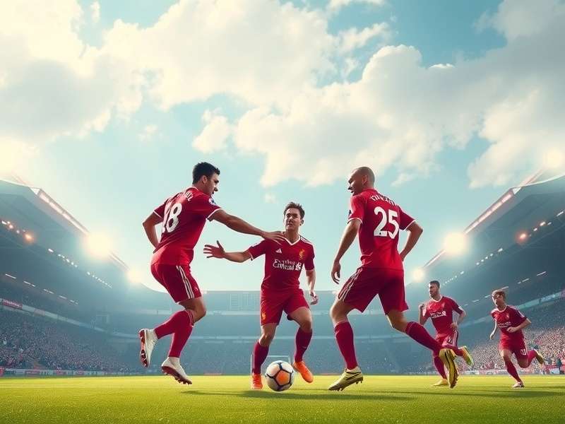 Liverpool players in a huddle during a crucial match at Anfield