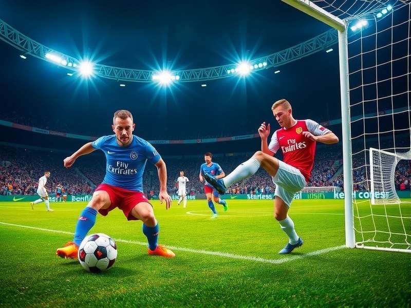 Vibrant crowd at a Premier League soccer match at night, showcasing fan energy