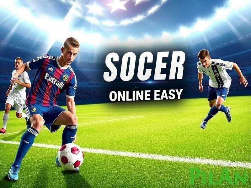 Online soccer game interface showing football match in browser