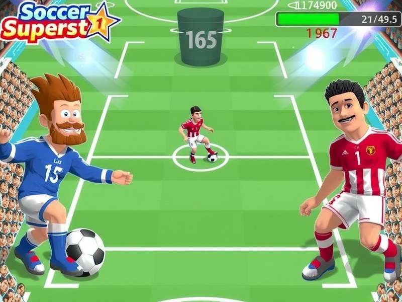 A dynamic soccer player in mid-action during a match