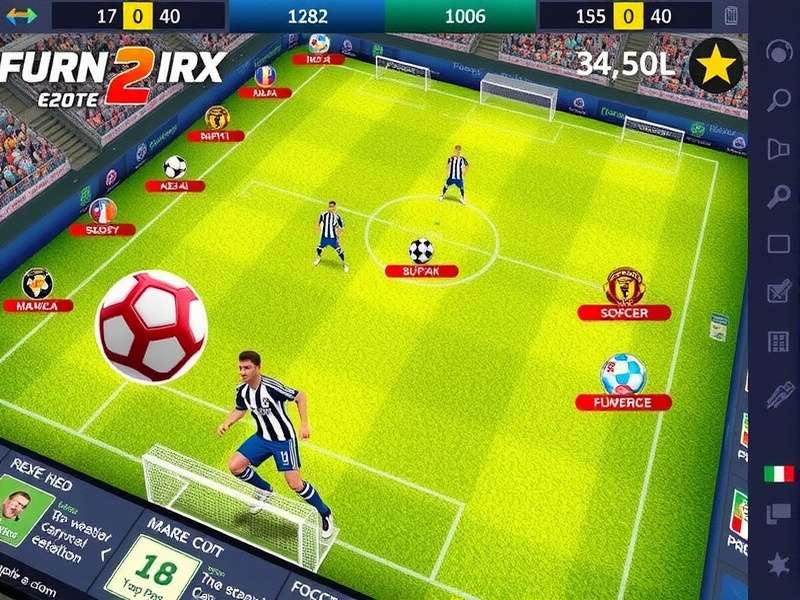 Digital soccer game interface showing realistic football gameplay