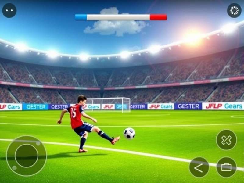 Kids playing soccer video game on tablet