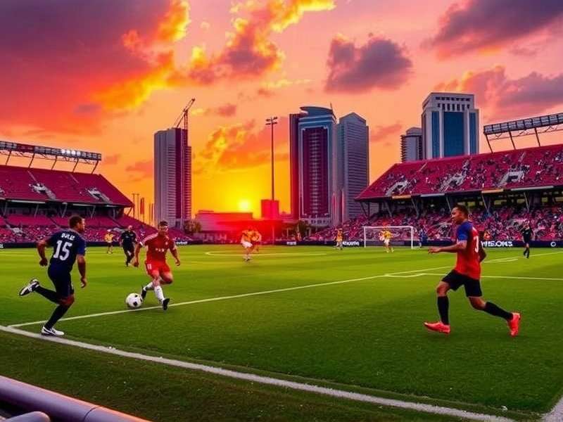Crowd celebrating at a soccer match in Miami stadium