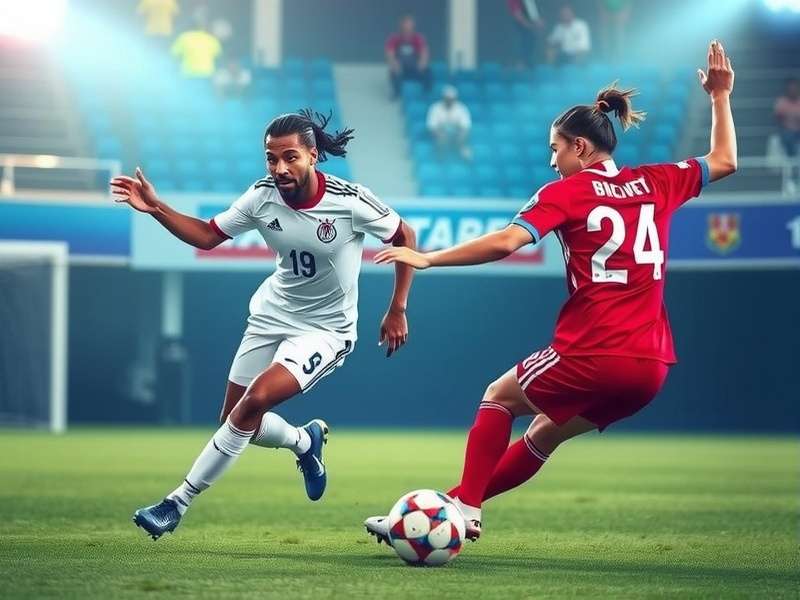 Haiti national soccer team in action during a night match