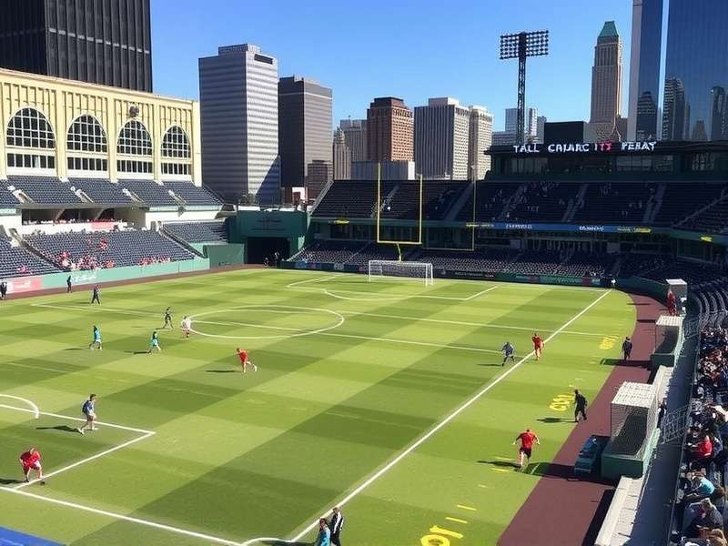 Chicago soccer stadium packed with fans during a live soccer game today Chicago