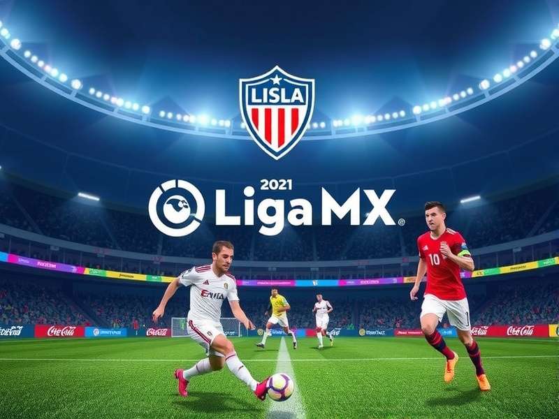 Liga MX soccer match action with players competing on a green field under floodlights
