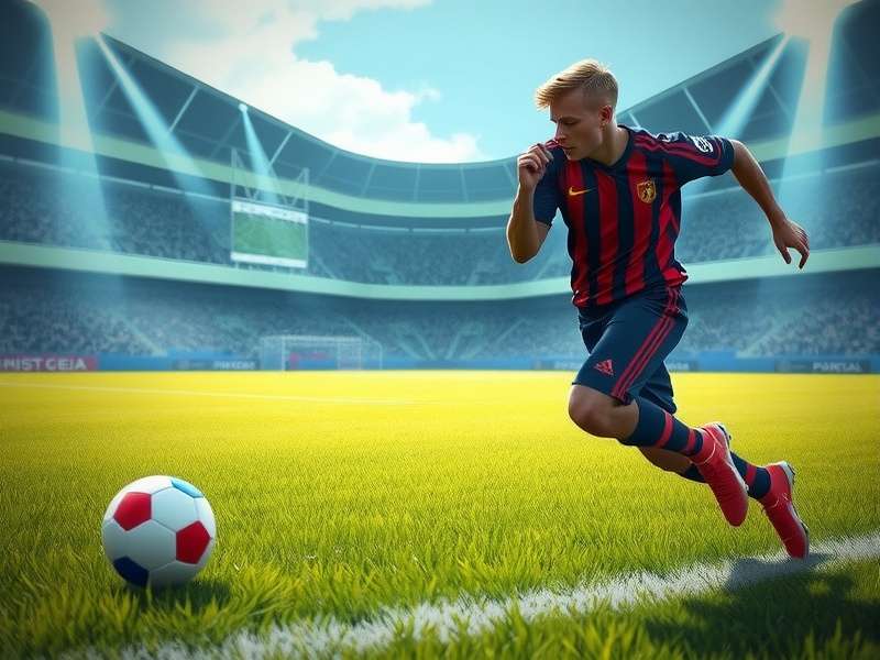 Indian football scene with soccer ball and stadium lights